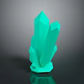 Green Geometric Crystal Cluster 3D Model With Long Prismatic Crystals Base Dark Background Reflection 3d model