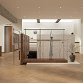 Modern Clothing Store Interior With Display Racks Apparel Herringbone Floor And Recessed Lights