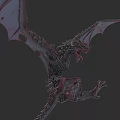 Dragon Like Reptile With Spread Wings Sharp Fangs And Claws Design 3d model