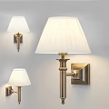 Elegant Wall Lamps With White Lampshades And Gold Wall Mounted Brackets