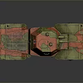 Detailed Military Tank With Red Green Camouflage Paint Antennas And Wheels