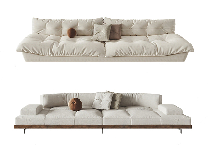 Modern double sofa soft sofa 3d model