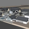 Traditional Guesthouse Building Complex With Courtyard Layout And Tile Roof Design