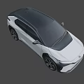 White Modern Electric SUV Car With Sleek Exterior And Black Wheels Design