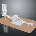 Concrete Batching Plant Building with Twin Mixing Towers Conveyor Belts and Hopper