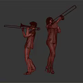 Modern double instrument playing trombone ensemble playing trombone instrument trombone small size unisex ensemble 3d model