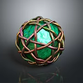 Artistic Green Sphere With Intricate Colorful Woven Rope And Glossy Surface