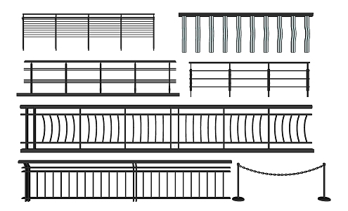 modern railing villa railing 3d model