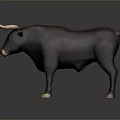 3D Bull Model With Dark Brown Body Pink Horns And Light Hooves