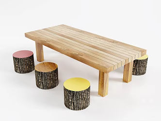Kindergarten art table 3d model