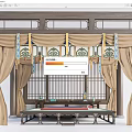 Traditional Chinese Beige Curtains With Decorative Tassels In Wooden Frame Interior