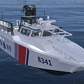 White Chinese Coast Guard Vessel With Red Blue Stripes And Number 8341 On Water