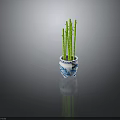 Blue And White Porcelain Pot With Green Bamboo For Home Decoration