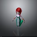 3D Fantasy Character With Red Hair Elf Ears Pink Tattoos And Green Scaled Snake Tail