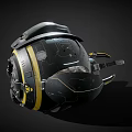 Futuristic Smart Machine With Spherical Design Black Yellow Stripes Red Silver Core Mechanical Components 3d model