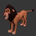 Cartoon Lion Character With Orange Body Black Mane And Green Eyes