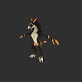 Anthropomorphic Fantasy Creature Standing With Orange Black Markings And Pointed Ears
