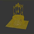 Ancient Stone Well Structure With Ornate Iron Frame And Stone Paved Base 3d model