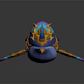Vibrant Mythical Whale Creature Character Design with Golden Armor Unicorn Horn and Glowing Gem