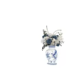 Decorative Ornament Set Featuring Blue White Vase Phoenix Pattern White Blue Flowers Green Leaves