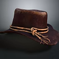 Brown Leather Western Style Hat With Rope Knot And Tassel Decorations