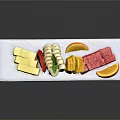 Fresh Mixed Fruits Platter with Watermelon Pineapple Banana and Orange Slices on White Plate