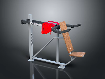 Ergonomic Strength Training Fitness Machine With Metal Frame Red Cushion Wooden Seat And Armrests 3d model