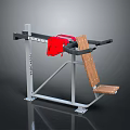 Ergonomic Strength Training Fitness Machine With Metal Frame Red Cushion Wooden Seat And Armrests