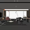 Modern Living Room Interior Design With Comfortable Sofa Coffee Table And Floor to Ceiling Windows 3d model