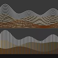 Modern Wavy Decorative Wall Design With Layered Striped Patterns And Gold Brown Tones