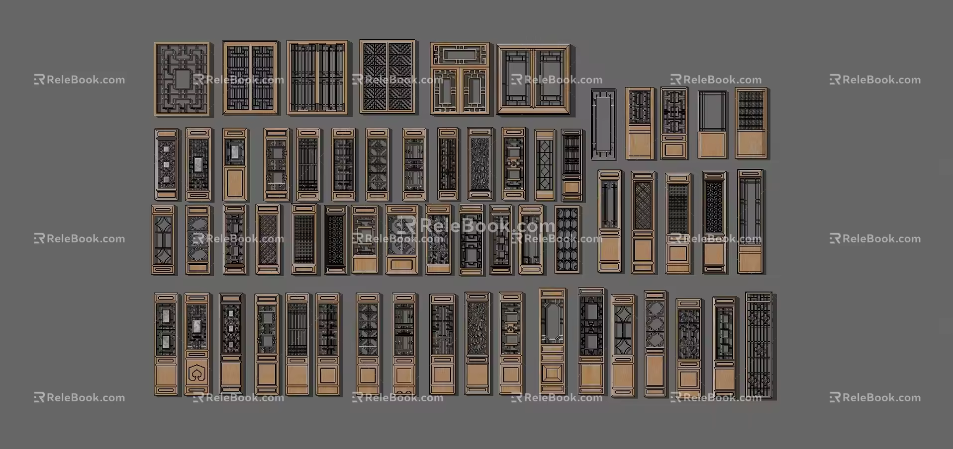 Classical doors and windows 3d model