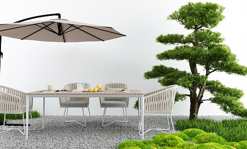 Modern outdoor table and chair courtyard leisure seat 3d model