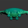 Green 3D Cartoon Creature With Multiple Eyes White Belly And Glossy Four Limbs Digital Art