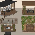 Modern Wooden Pergola Design With Greenery Outdoor Seating Tables And Roof