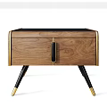 Modern Elegant Nightstands With Wooden Panels Metal Legs And Gold Hardware