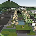 Scenic Cultural Center Complex With Lush Trees Green Spaces And River Views