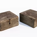 Two Vintage Wooden Storage Boxes With Rustic Old Design For Home Organizing 3d model
