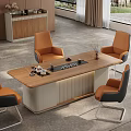 Modern Tea Table And Chair With Brown Tabletop White Cabinet Decorations And Wooden Wall Background