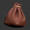 Brown Leather Drawstring Pouch For Daily Use With Soft Texture And Secure Closure