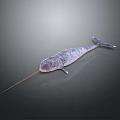 3D Model Of Gray Aquatic Creature With Long Snout Streamlined Body