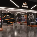 Modern Clothing Store Interior With Fashion Apparel Display Racks And LED Lighting
