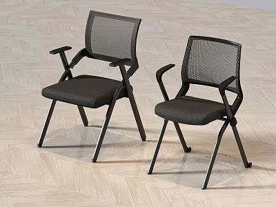 Modern Black Office Chairs With Mesh Back Armrests And Metal Legs Design 3d model