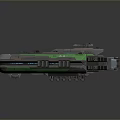Sci Fi Spaceship Model With Gray And Green Exterior Mechanical Structure And Weapon Systems 3d model