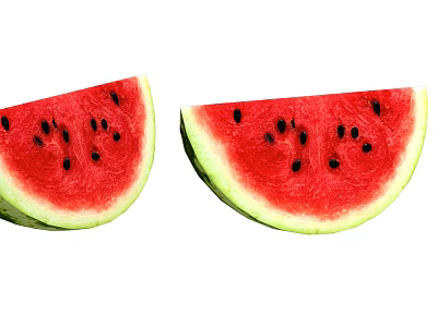 Fresh Watermelon Slices With Red Flesh Black Seeds And Green Rind 3d model
