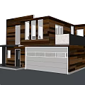 Modern Detached House With Wooden Exterior Horizontal Stripe Design And Large Glass Windows