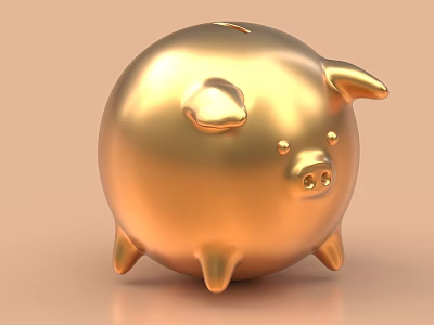 Golden Pig Shaped Decorative Ornament Set With Shiny Surface For Home Decor 3d model