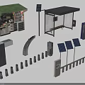 Public Facilities Including Bus Shelter Solar Panels Kiosk Bollards And Vending Machine