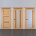 Wooden Hinged Doors Featuring Different Panel And Glass Insert Designs 3d model