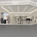 Modern Clothing Store Interior With Clothing Racks Wooden Table And Black Chairs