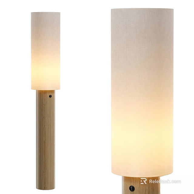 Modern Wooden Floor Lamp With Fabric Shade And Soft Ambient Lighting For Home Decor 3d model 